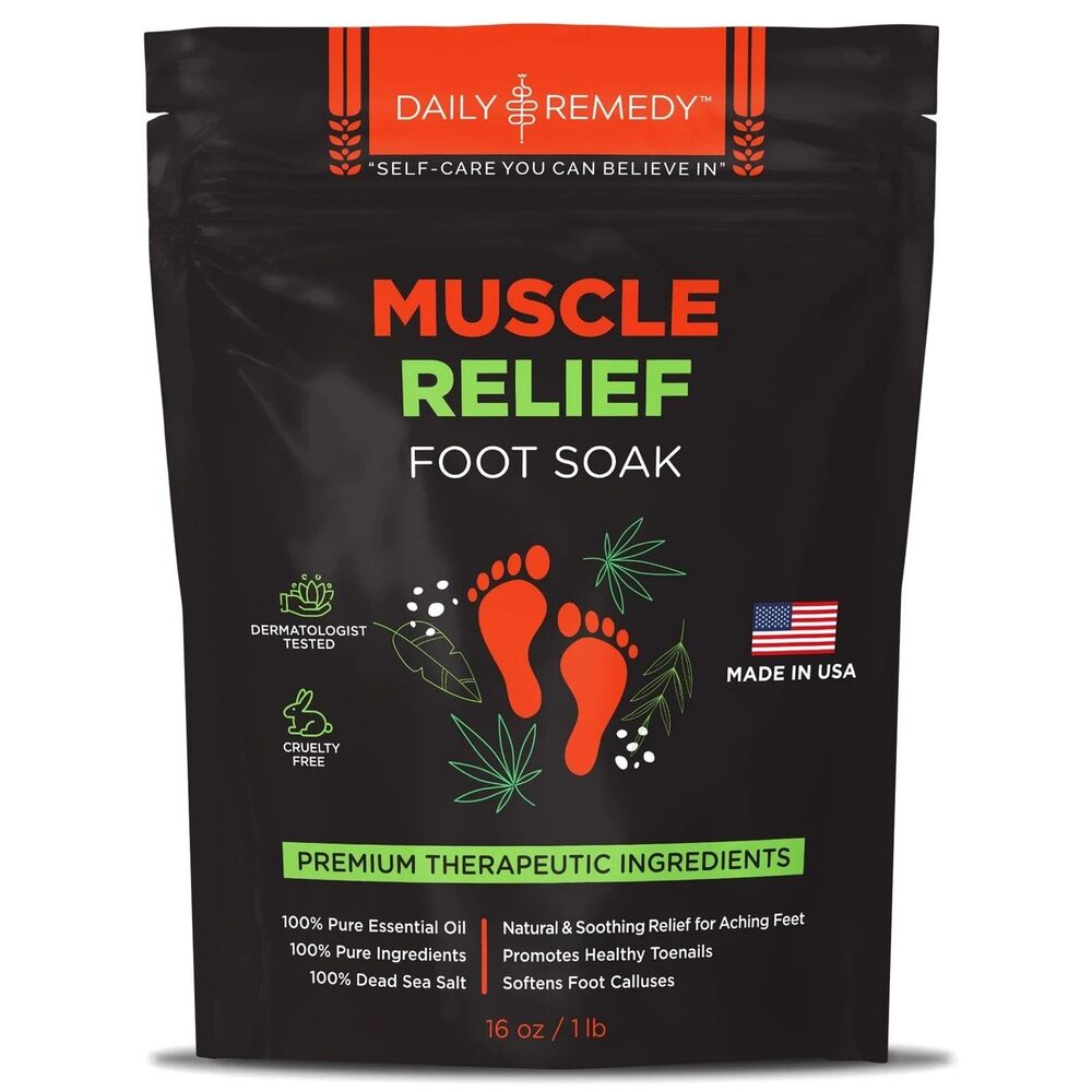 Daily Remedy Muscle Relief Foot Soak with Epsom Salt 16oz. Soothe Foot Aches New